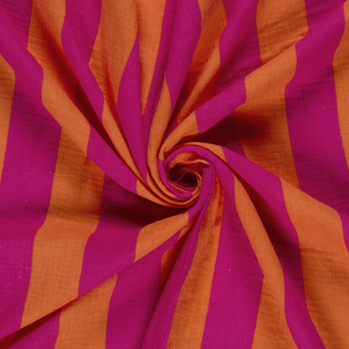 RESTSTÜCK 0,70m !!! - Musselin - Big Stripes - orange/pink