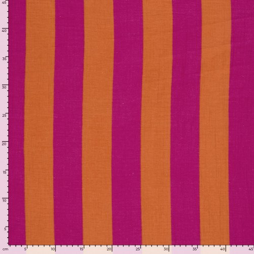 Musselin - Big Stripes - orange/pink