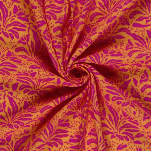 Musselin  - Gwenda Flowers - orange/fuchsia