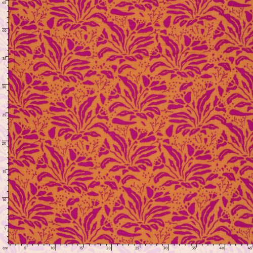 Musselin  - Gwenda Flowers - orange/fuchsia