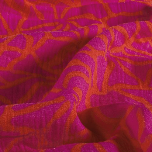 Preview: Musselin - Dorina Flowers - rotorange/fuchsia