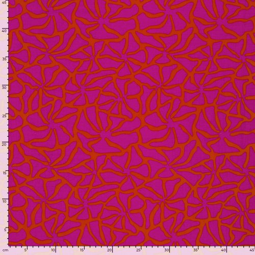 Preview: Musselin - Dorina Flowers - rotorange/fuchsia