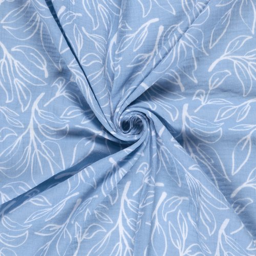 Musselin - Klementina - hellblau/weiß