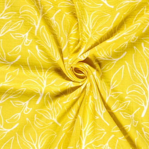 Musselin - Klementina - gelb/weiß