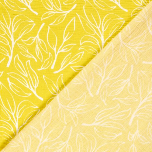 Preview: Musselin - Klementina - gelb/weiß