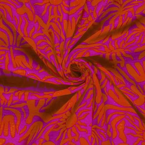 RESTSTÜCK 0,40m !!! - Musselin - Sunshine - fuchsia/rotorange