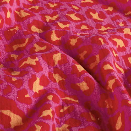RESTSTÜCK 0,60m !!! - Musselin - Power Pink Safari - pink/rot/orange