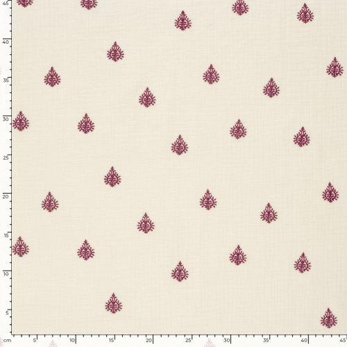 Musselin - Indira - bestickt - offwhite/fuchsia