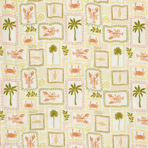 Preview: Doubleface Musselinstepper - Levia - ecru/grün/gelb