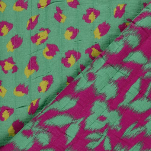 Doubleface Musselinstepper - Nyra - grün/pink/gelb