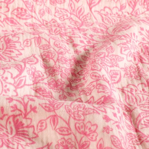 Musselin - Pink Garden - offwhite/pink