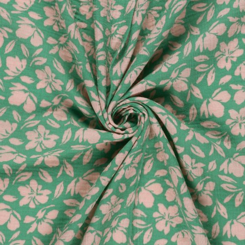 Preview: Musselin - Kanta Flowers - grün/nude