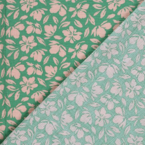 Preview: Musselin - Kanta Flowers - grün/nude