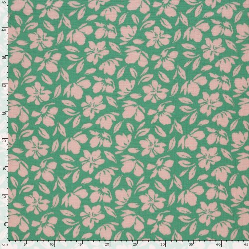 Preview: Musselin - Kanta Flowers - grün/nude