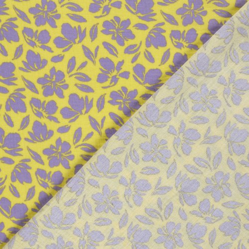 Preview: Musselin - Kanta Flowers - gelb/flieder