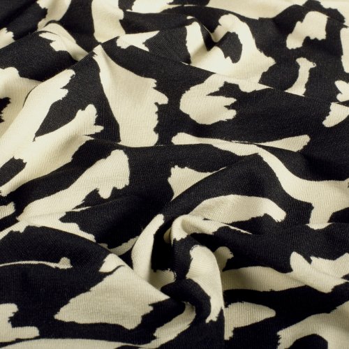Viskosejersey - Ink Motion - black/light beige