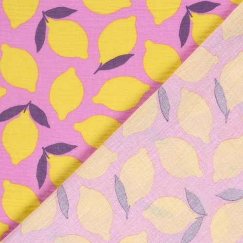 Preview: Musselin - Laima Lemon - rosa/gelb