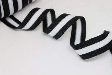 Glam Stripes - unelastisch 2,8 cm - schwarz Lurex/off weiß
