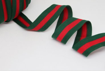 Stripes - unelastisch 2,8 cm - flaschengrün/rot