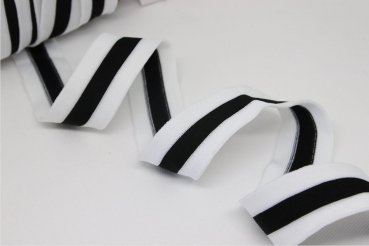 Stripes - unelastisch 2,8 cm - weiß/schwarz breit