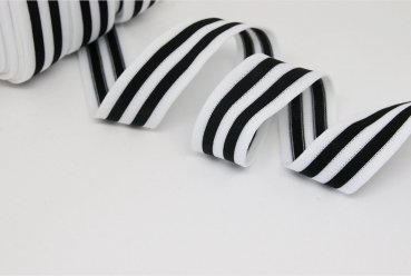 Stripes - unelastisch 2,8 cm - weiß/schwarz