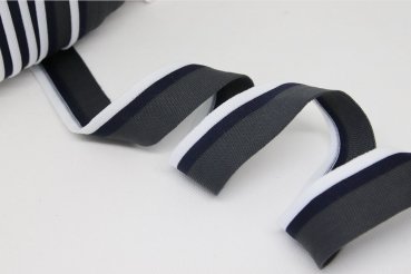 Stripes - unelastisch 2,8 cm - anthrazit/dunkelblau/weiß