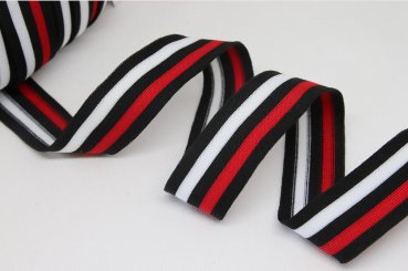 Stripes - unelastisch 2,8 cm - schwarz/weiß/rot