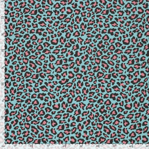 Baumwoll Popeline - Annabel Leo - türkis/schwarz/rosa