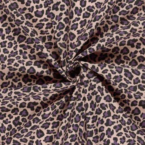 Baumwoll Popeline - Annabel Leo - hellrosa/schwarz/lila