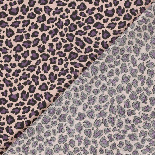 Preview: Baumwoll Popeline - Annabel Leo - hellrosa/schwarz/lila