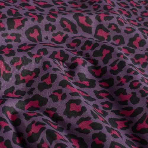 Preview: Baumwoll Popeline - Annabel Leo - lila/schwarz/fuchsia