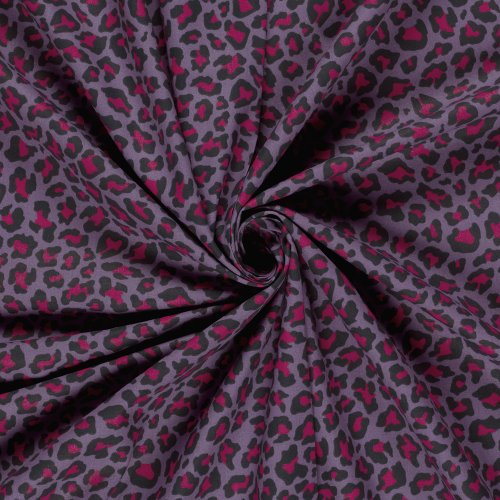 Baumwoll Popeline - Annabel Leo - lila/schwarz/fuchsia
