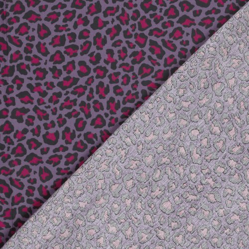 Preview: Baumwoll Popeline - Annabel Leo - lila/schwarz/fuchsia