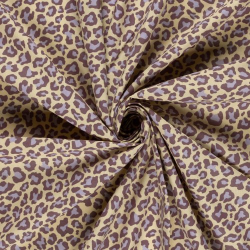 Baumwoll Popeline - Annabel Leo - hellgelb/mauve/flieder