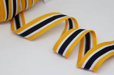 Stripes - unelastisch 2,8 cm - gelb/weiß/schwarz
