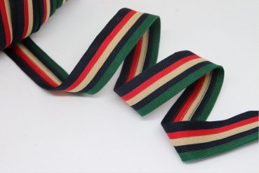 Stripes - unelastisch 2,8 cm - marine/rot/sand/grün