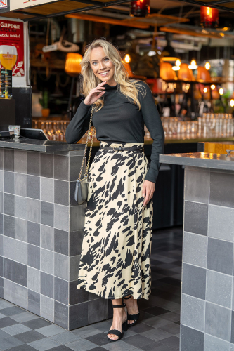 Preview: Viskose Satin - matt - Erland - sand/black