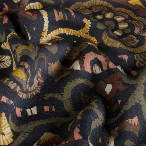 Viskose Satin - matt - Boho Paisley - navy