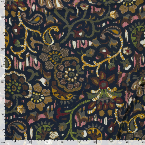 Viskose Satin - matt - Boho Paisley - navy