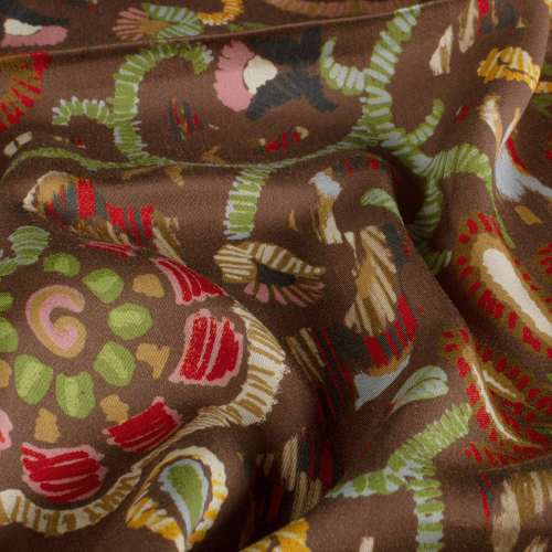 Viskose Satin - matt - Boho Paisley - brown