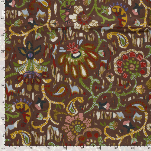 Viskose Satin - matt - Boho Paisley - brown