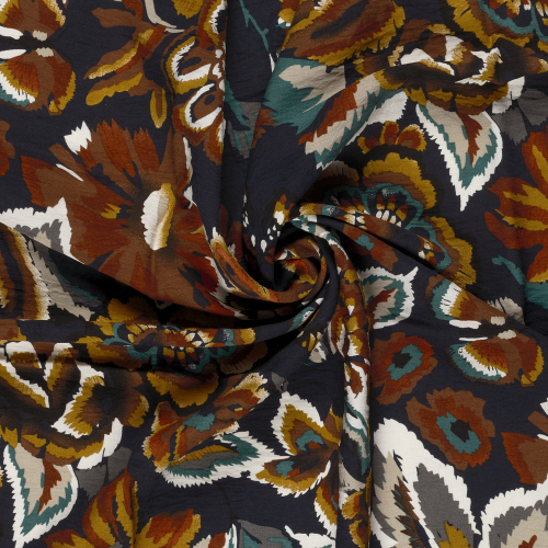 Preview: Viskose Crepe - Mirja Flowers - navy