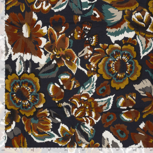 Viskose Crepe - Mirja Flowers - navy