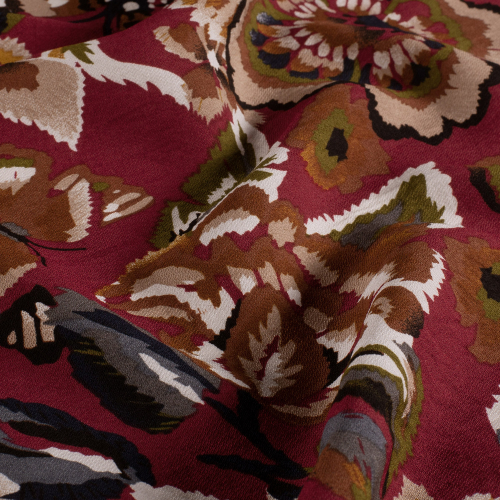 Preview: Viskose Crepe - Mirja Flowers - bordeaux