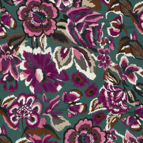 Preview: Viskose Crepe - Mirja Flowers - green