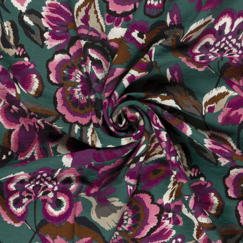 Viskose Crepe - Mirja Flowers - green