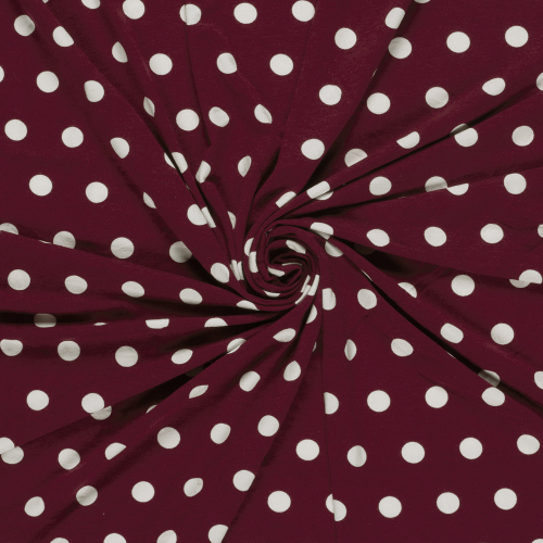 Viskosejersey - Espe Dots - bordeaux/white