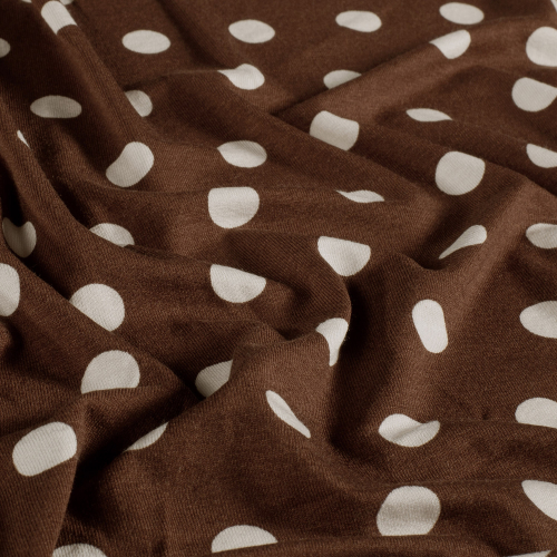Preview: Viskosejersey - Espe Dots - brown/white