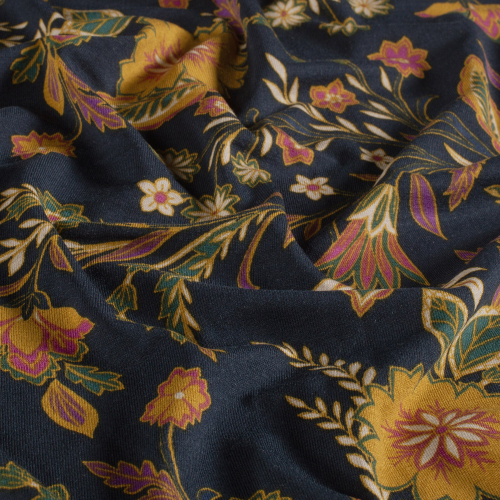 Viskosejersey - Evie Flowers - navy
