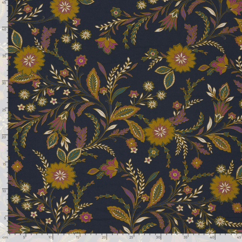 Viskosejersey - Evie Flowers - navy